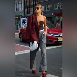 Zara Blogger Fav Wide-Leg Boxer Trousers with Side Stripe